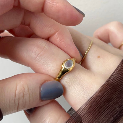 [ royal blue moon stone ] pebble gold [ free size ]