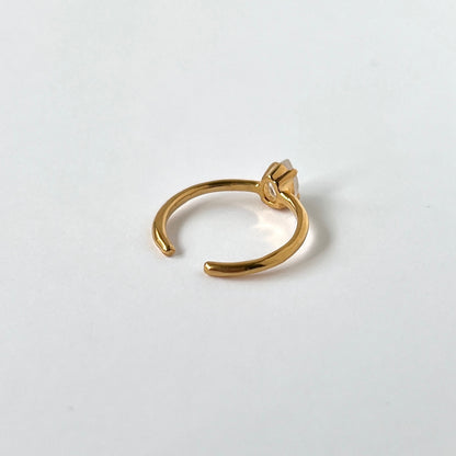 [ rainbow moon stone ] drop faceted cut ring  gold