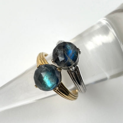 [ onyx, labradorite & crystal ] croissant gold