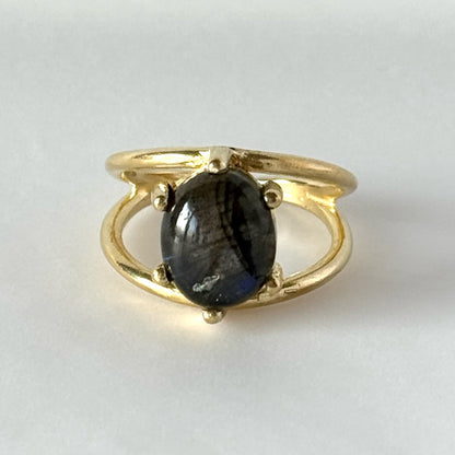 [ black labradorite ] double gold [ free size ]