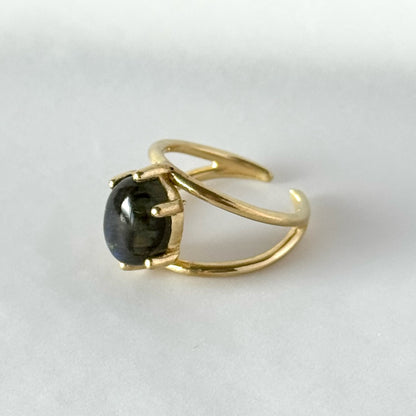 [ black labradorite ] double gold [ free size ]