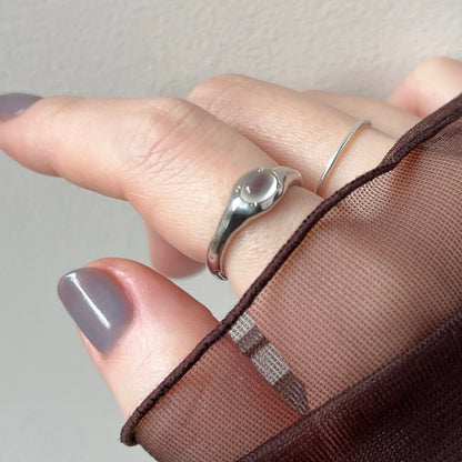 [ royal blue moon stone ] pebble silver [ free size ]