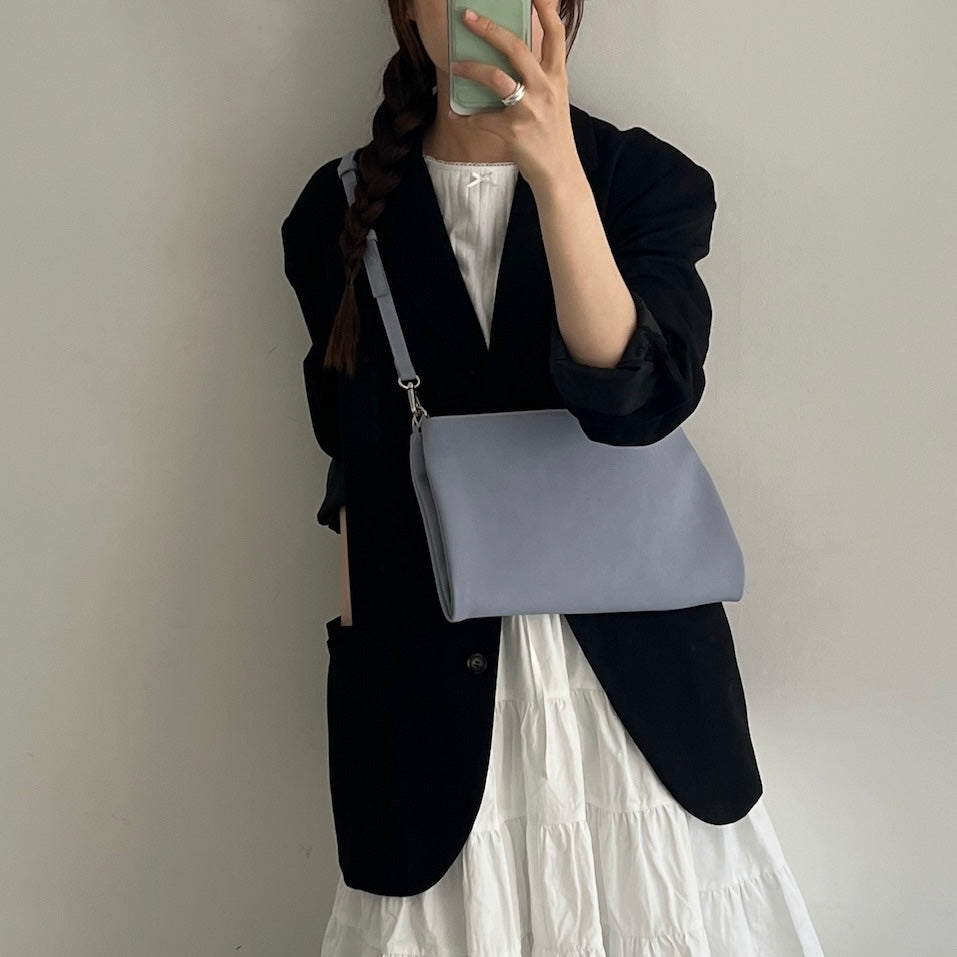 【BLUE】2way suede shoulder tote bag