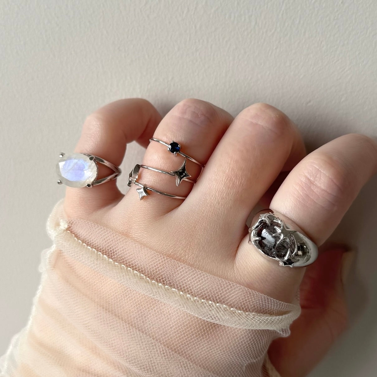 [ rainbow moon stone ] reine pinky silver
