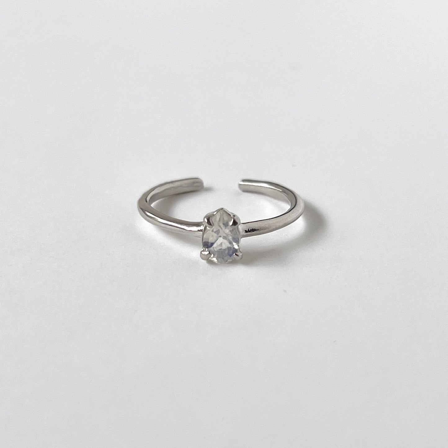 [ rainbow moon stone ] dorp faceted cut ring  silver [ free size ]