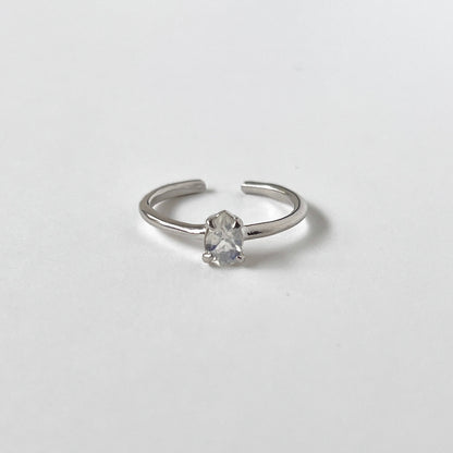 [ rainbow moon stone ] dorp faceted cut ring  silver [ free size ]