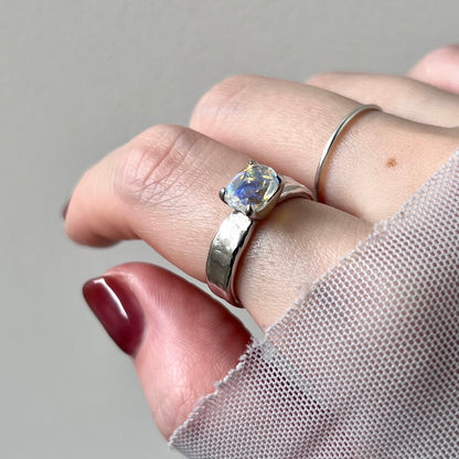 [ angel aura quartz ] um silver ring