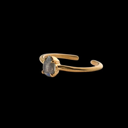 [ labradorite ] dorp faceted cut ring  gold [ free size ]