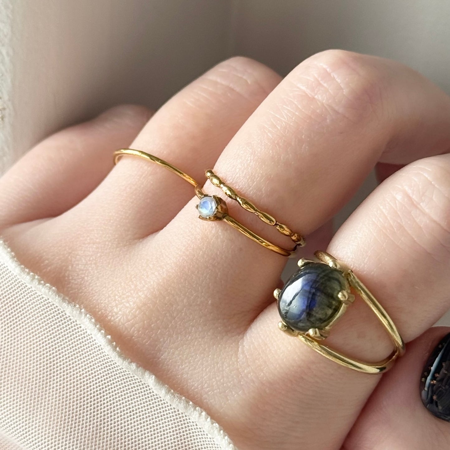 [ labradorite ] double chain gold