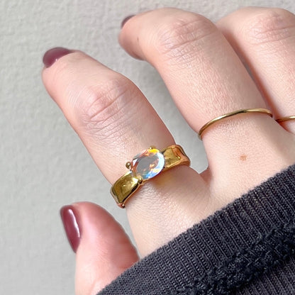 [ angel aura quartz ] um gold ring