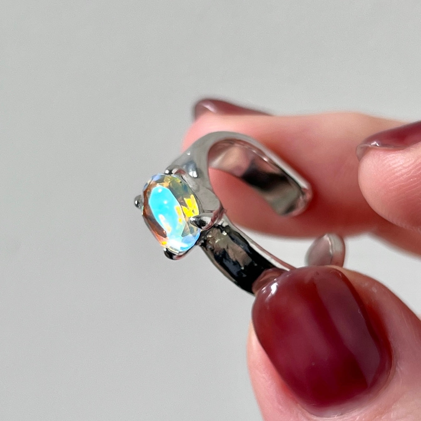 [ angel aura quartz ] um silver ring