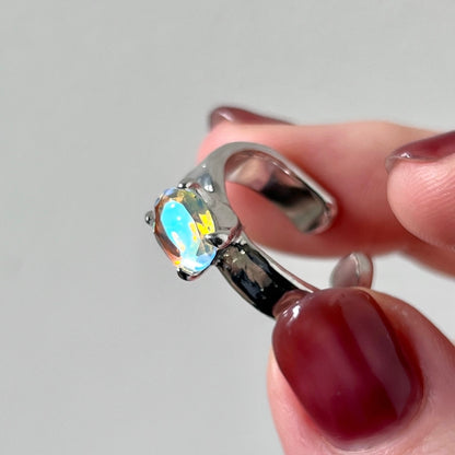 [ angel aura quartz ] um silver ring