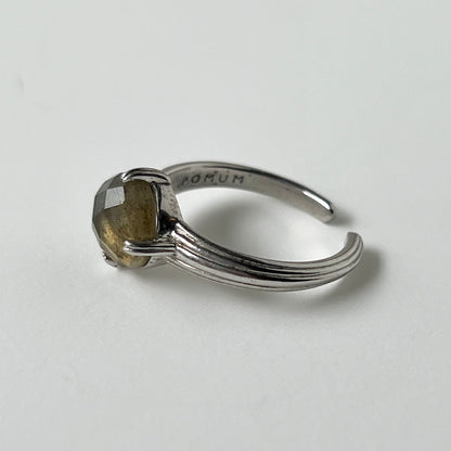 [ labradorite (rose cut) ] croissant silver