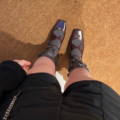 【CHARCOAL GRAY】flower motif socks