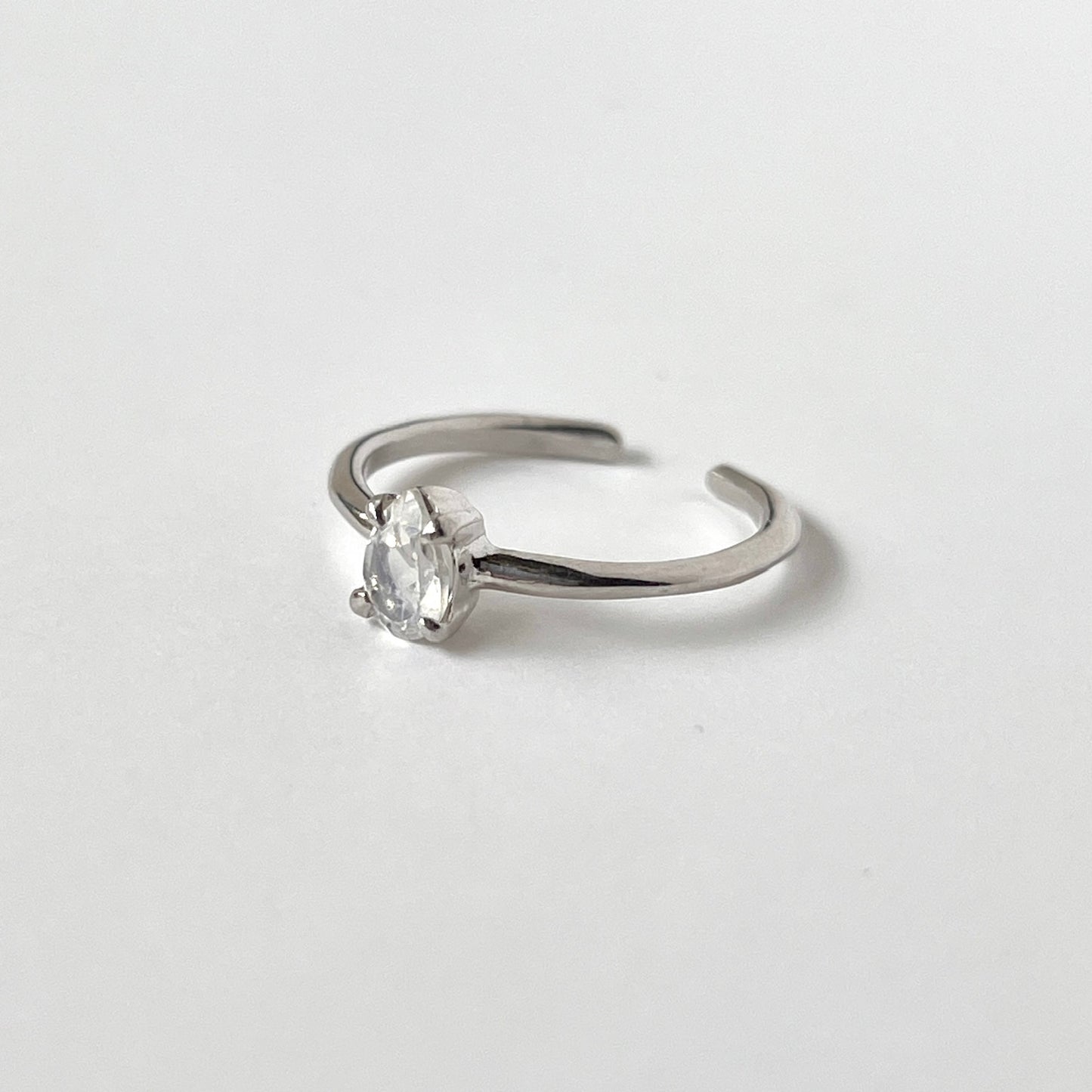 [ rainbow moon stone ] dorp faceted cut ring  silver [ free size ]