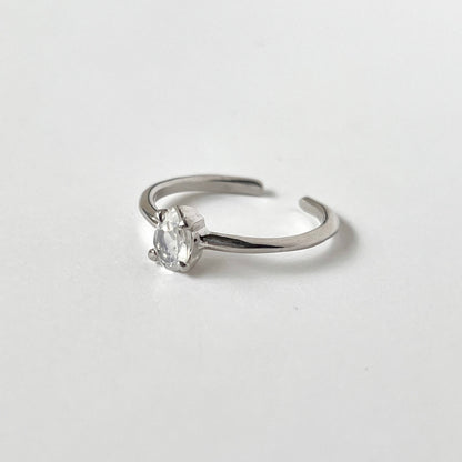 [ rainbow moon stone ] dorp faceted cut ring  silver [ free size ]