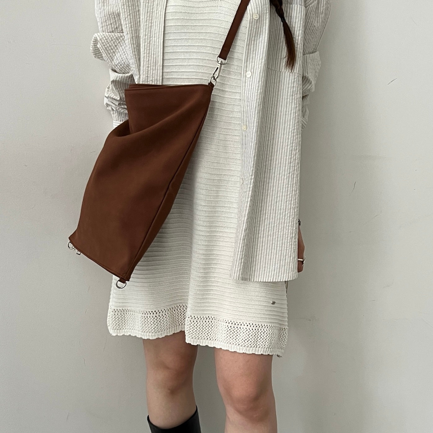 【BROWN】2way suede shoulder tote bag