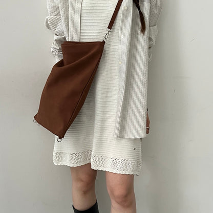 【BROWN】2way suede shoulder tote bag