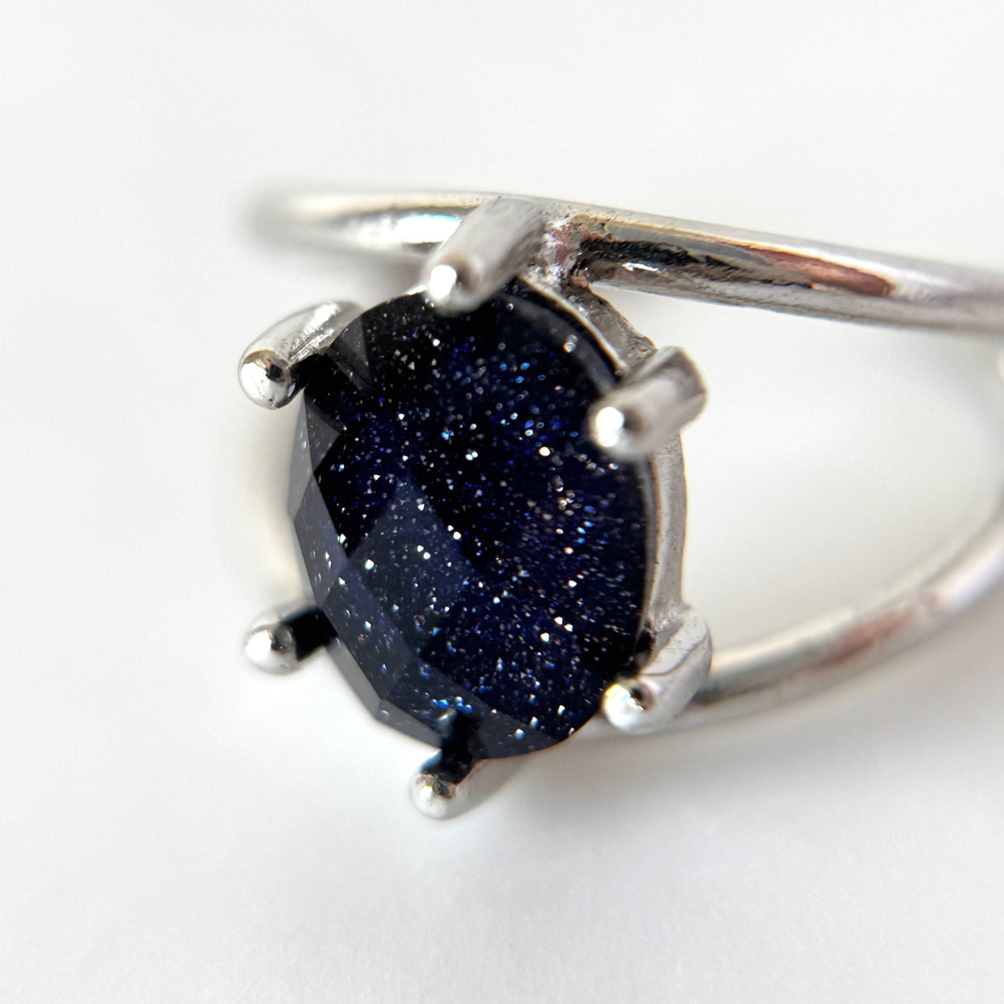 [ blue gold stone & crystal (multi-faceted) ] double silver [ free size ]