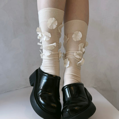 【IVORY】flower motif socks