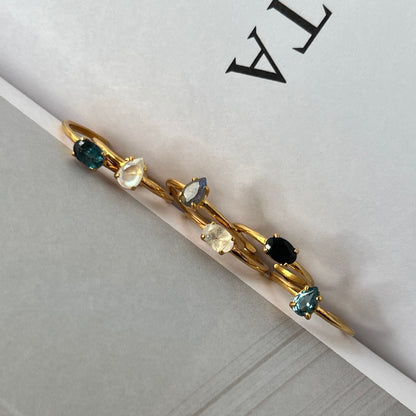 [ black opal ] oval faceted cut ring  gold