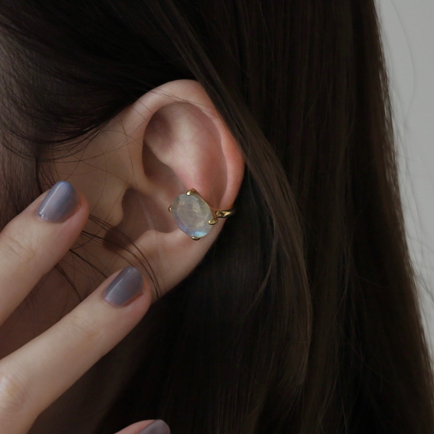 [ labradorite ] GEM ear cuff gold