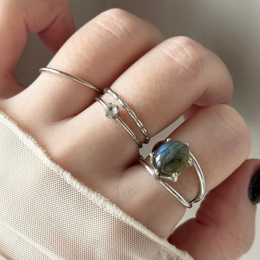 [ gray labradorite ] double silver [ free size ]