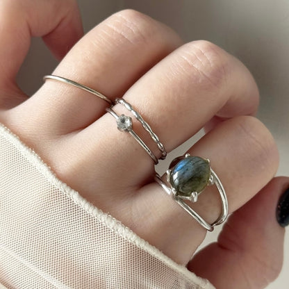 [ gray labradorite ] double silver [ free size ]