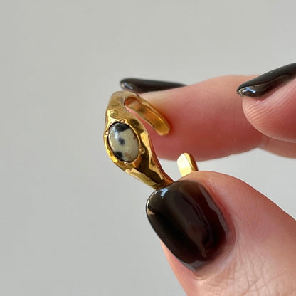[ dalmatian jasper ] pebble gold