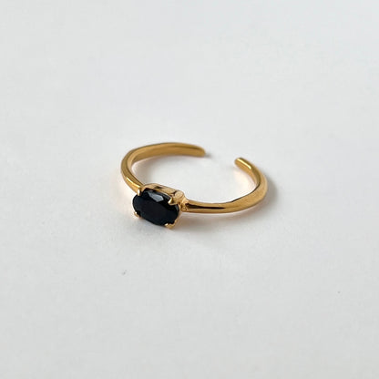 [ black opal ] oval faceted cut ring  gold