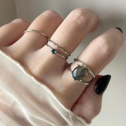 [ gray labradorite ] double silver [ free size ]