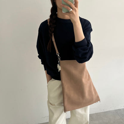 【BEIGE】2way suede shoulder tote bag