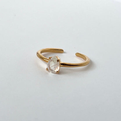 [ rainbow moon stone ] drop faceted cut ring  gold