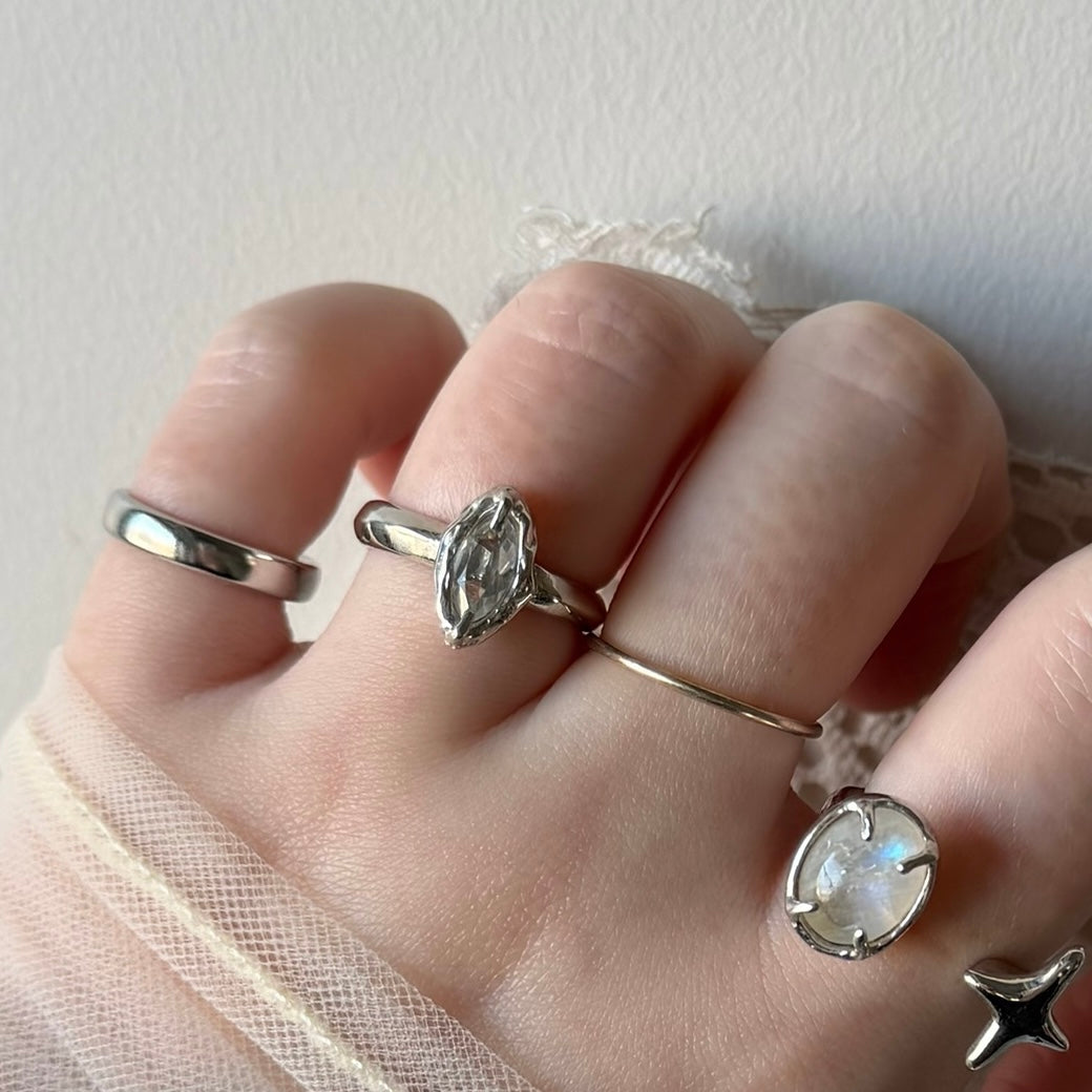 [ white topaz ] marquis stone silver