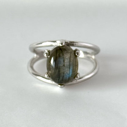 [ gray labradorite ] double silver [ free size ]