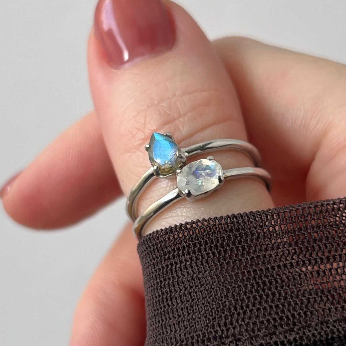 [ labradorite ] dorp faceted cut ring  silver [ free size ]