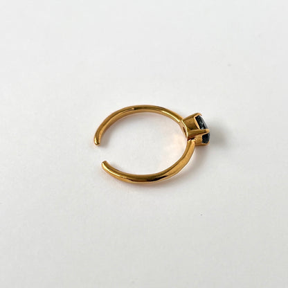 [ indigo blue kyanite ] oval faceted cut ring  gold [ free size ]