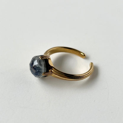 [ onyx, labradorite & crystal ] croissant gold