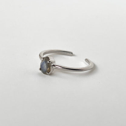 [ labradorite ] dorp faceted cut ring  silver [ free size ]