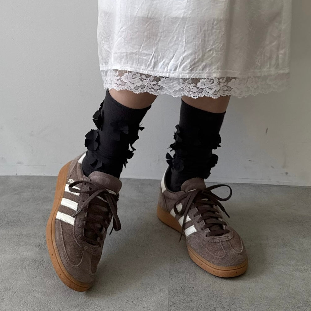【CHARCOAL GRAY】flower motif socks