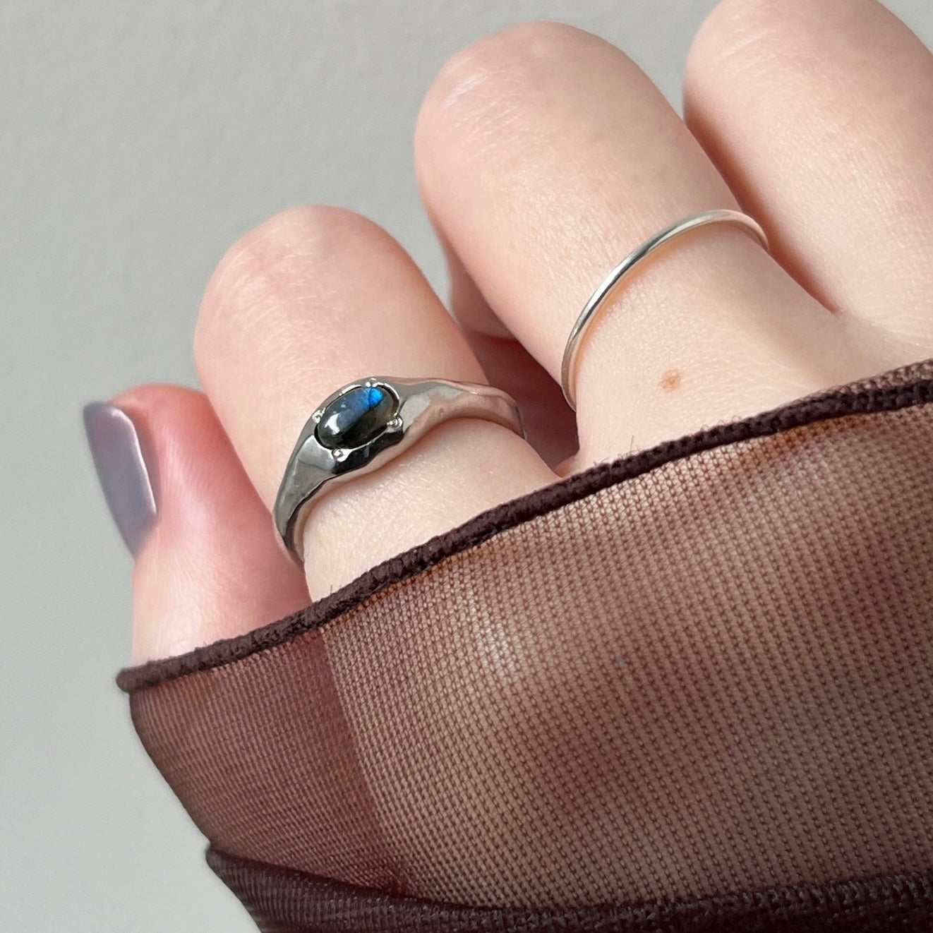 [ blue labradorite ] pebble silver [ free size ]