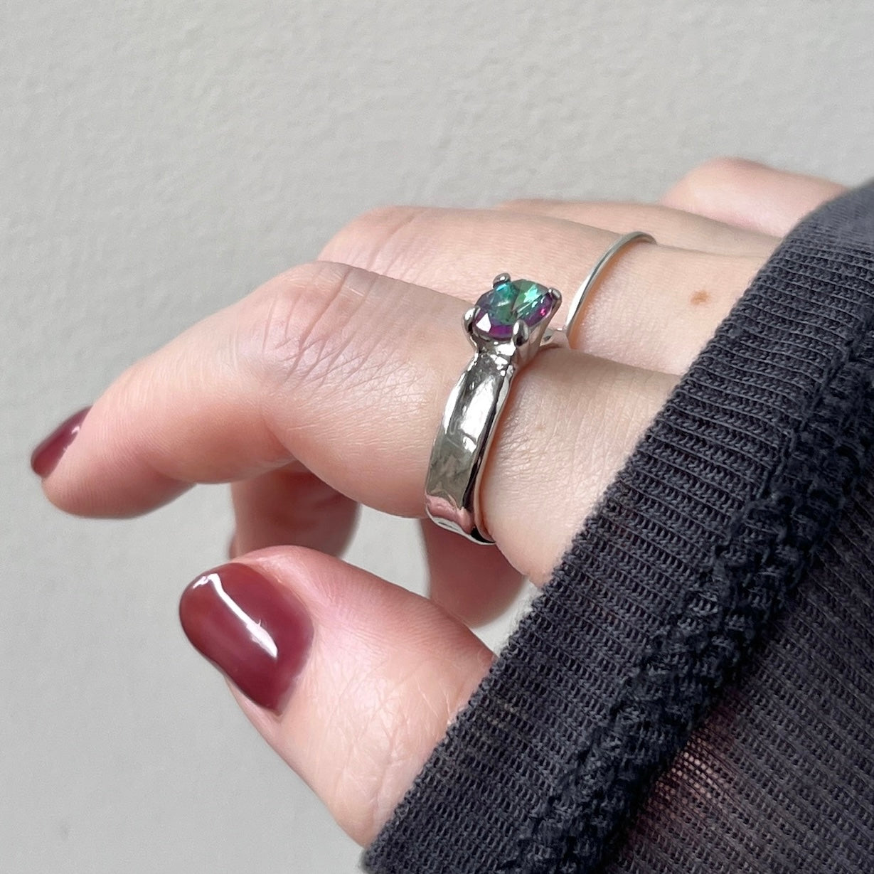 [ mystic quartz ] um silver ring [ free size ]