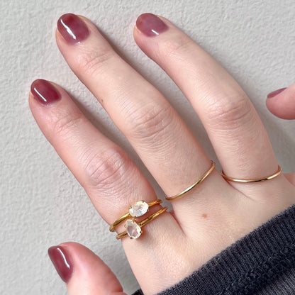 [ rainbow moon stone ] drop faceted cut ring  gold
