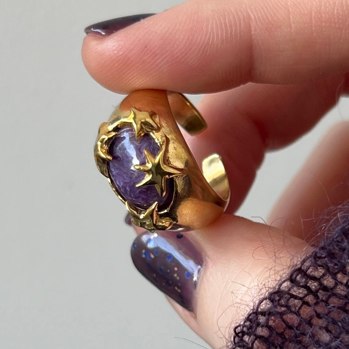 [ charoite ] twinkle ring gold