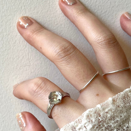[ green amethyst (multi-faceted) ] croissant silver