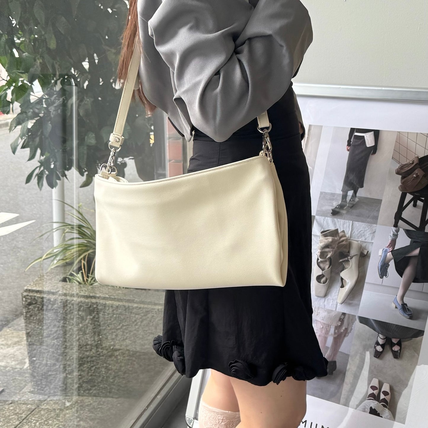 【IVORY】2way suede shoulder tote bag