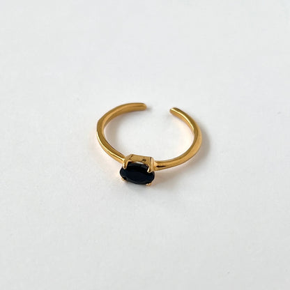 [ black opal ] oval faceted cut ring  gold