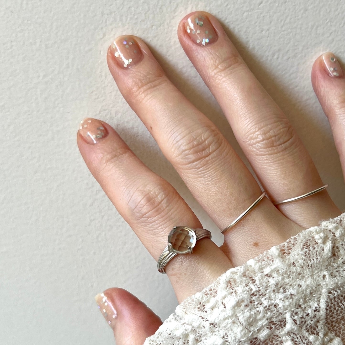 [ green amethyst (multi-faceted) ] croissant silver