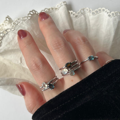 [ labradorite ] dorp faceted cut ring  silver [ free size ]