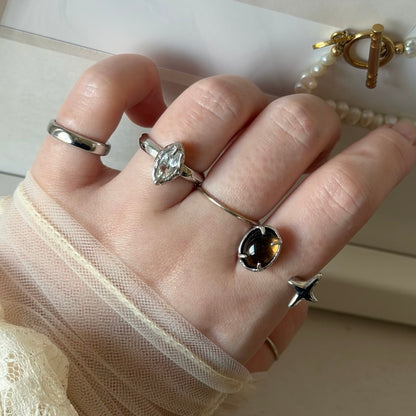 [ smoky quartz ] four pointed star silver